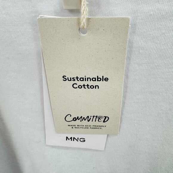 MANGO Dress Dina Spaghetti Straps A-line Midi Size Medium Women's White NWT - Picture 4 of 10